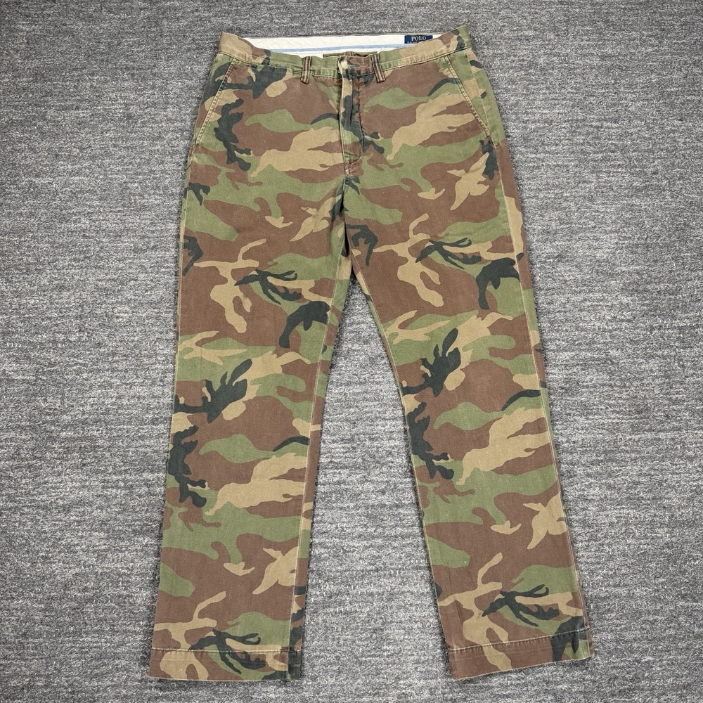Polo Ralph Lauren Pants Men 34X30 Chino Camo Classic Fit Cotton Twill Army